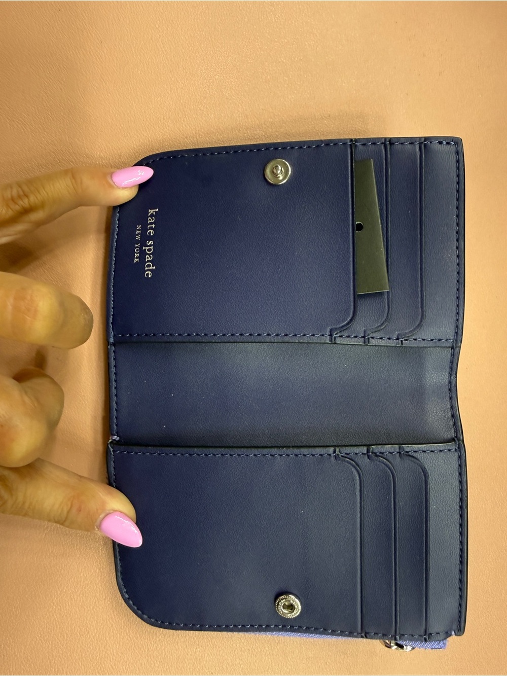 kate spade blue zip-around leather wallet - Picture 2 of 5